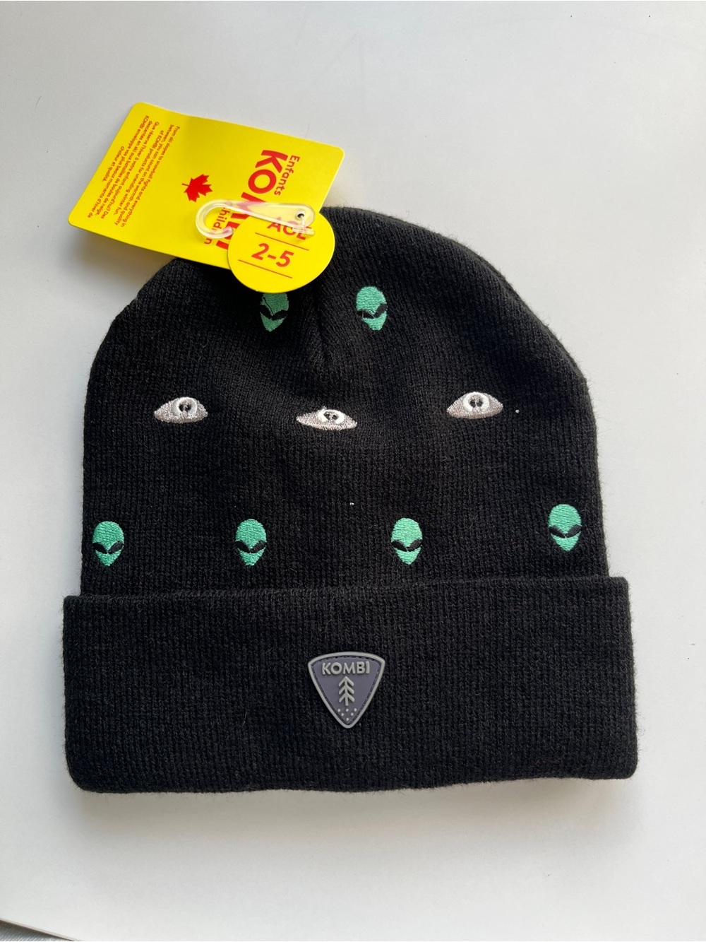 Brand new KOMBI Black knitted Hover hat with 'Aliens' embroidery